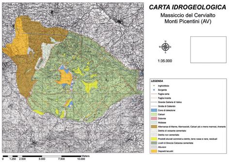 Carta Idrogeologica Del Massiccio Del M Cervialto Id Dei Complessi In