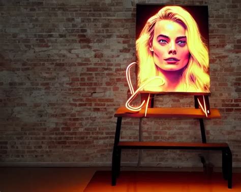 Led Neon Art Of Margot Robbie Hyper Detailed Award Stable Diffusion