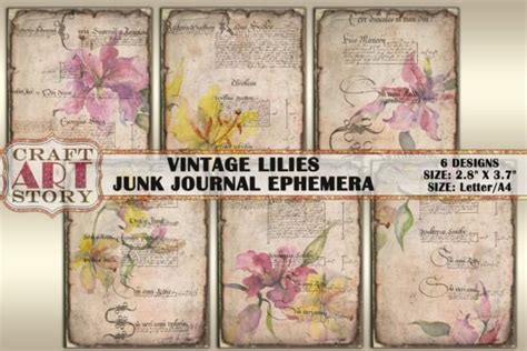 Vintage Lilies Junk Journal Ephemera Graphic By Craftartstory