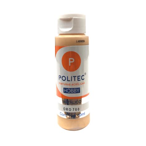 Pintura Acrílica Politec Hobby Metálico 700 Oro 60ml Pinturas