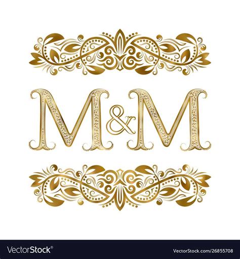 M And Vintage Initials Logo Symbol Letters Vector Image On Vectorstock