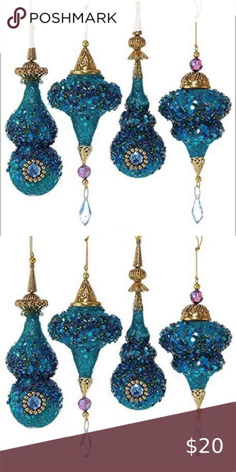 Kurt Adler Plastic Glittered Peacock Color Icicle Ornament Set Of 8 In