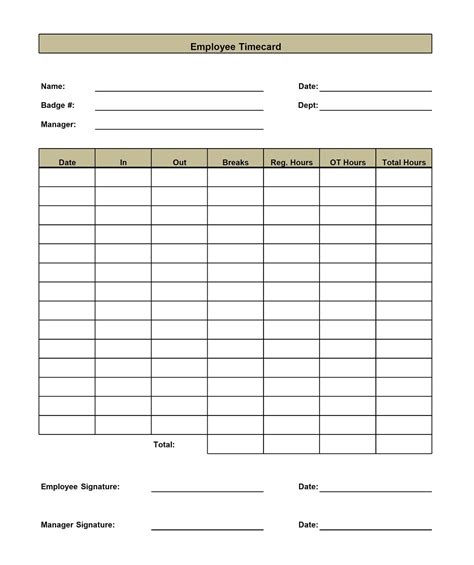 26 Free Printable Time Card Templates MS Excel PDF American Templates