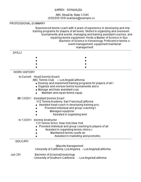 13 Tennis Coach Resume Examples For 2025