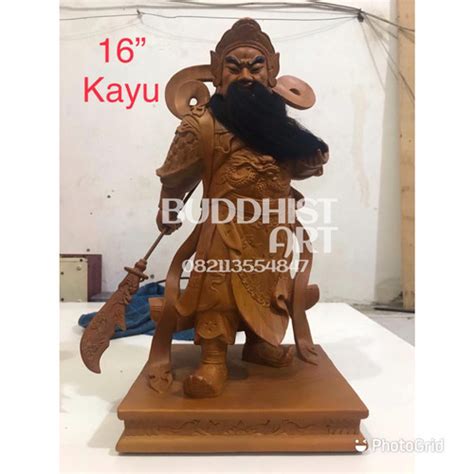 Jual Patung Dewa Kwan Kong Guan Yu Inch Kayu Berdiri Pegang Jengot