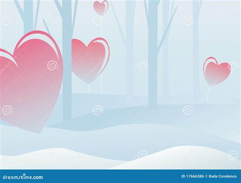 Valentine S Day In Winter Forest Stock Vector Illustration Of