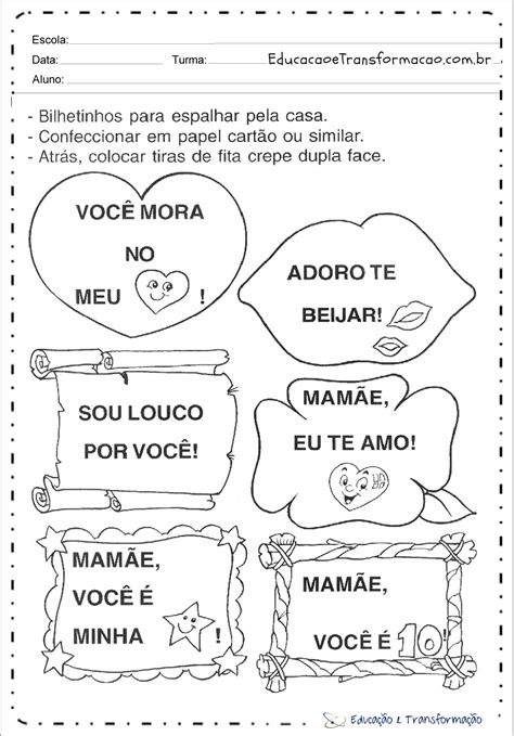 Atividades Dia Das M Es Educa O Infantil Bilhetes Educa O E