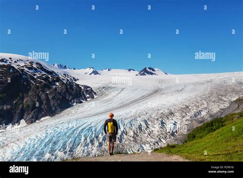 Hike in Exit glacier Stock Photo - Alamy