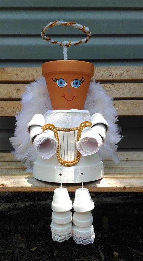 Flower Pot Angel Flower Pots Etsy Handmade