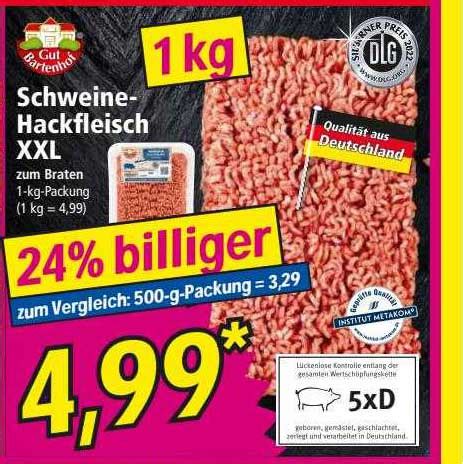 Gut Bartenhof Schweine Hackfleisch XXL Angebot Bei NORMA 1Prospekte De