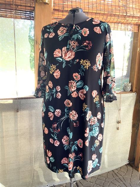 Roz Ali Plus Size Dress 2X 3 4 Sheer Sleeves Multi Colored Floral