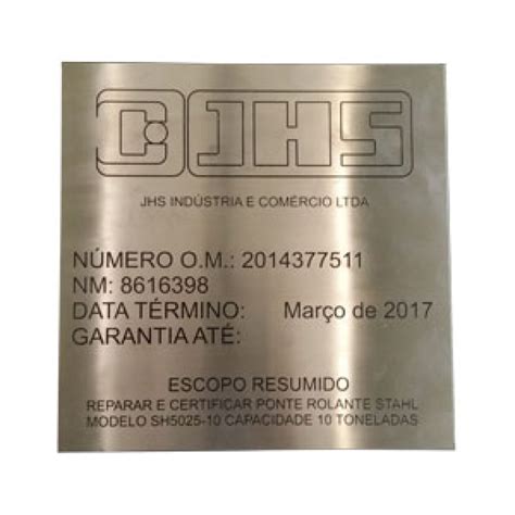 Placa Identificação de Metal Valores Blumenau Placa de Identificação