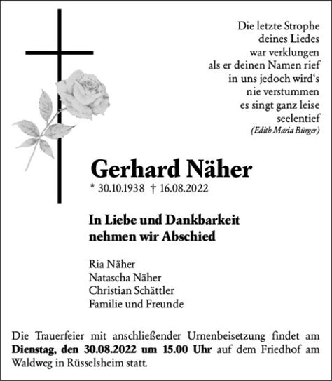 Traueranzeigen von Gerhard Näher vrm trauer de