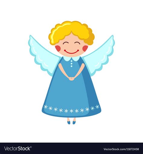 Cute Angel Icon In Flat Style Royalty Free Vector Image