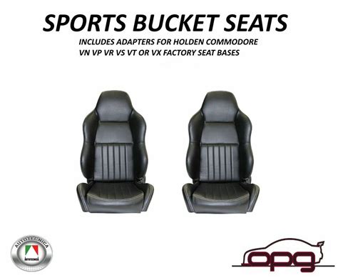 Autotecnica Classic High Back Black Pu Leather Sports Bucket Seats For Holden Vn Vp Vr Vs Vt Vx Vu