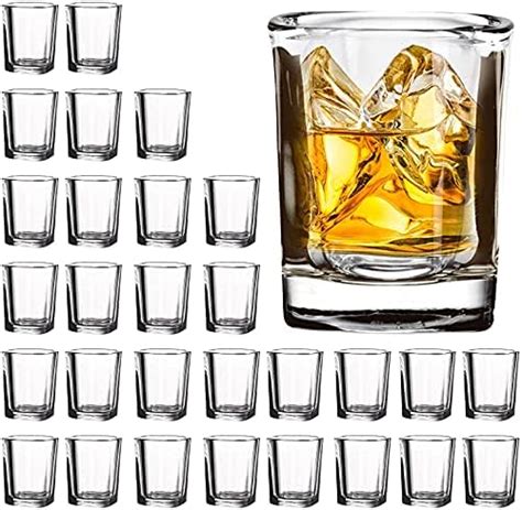 Vivimee 30 Pack Heavy Base Shot Glasses Bulk 2 2 Oz Square Shot Glasses Set Clear