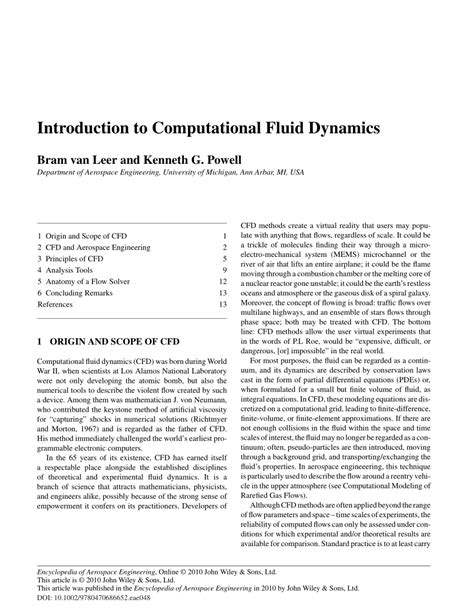 Pdf Introduction To Computational Fluid Dynamics