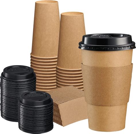 Amazon GUSTO 50 Sets 16 Oz Disposable Kraft Coffee Cups With