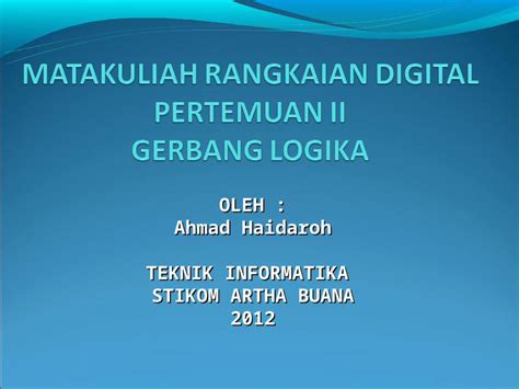 PPT Pertemuan 5 Gerbang Logika Dasar N Bentukan DOKUMEN TIPS