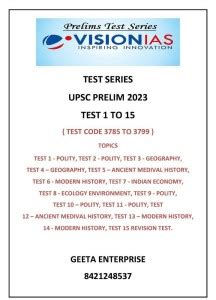 Vision Ias Upsc Prelim Test Series 2023 Test 1to15 Photocopy Buy