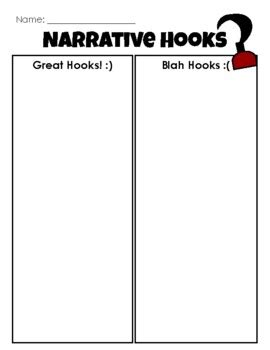 Writing a Narrative Hook! by Mrs Ks Kiddos | TPT