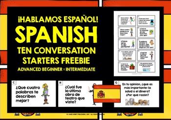 SPANISH CONVERSATION STARTERS FREEBIE 1 By Lively Learning Classroom