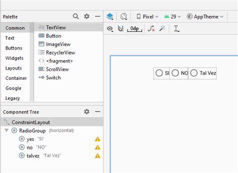 Radio Group Y Radio Button Android Studio