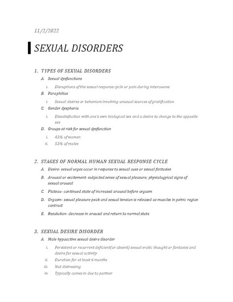 Sexual Disorders Amy Pinkham 2022 23 112 Sexual Disorders 1 Types Of Sexual Disorders A