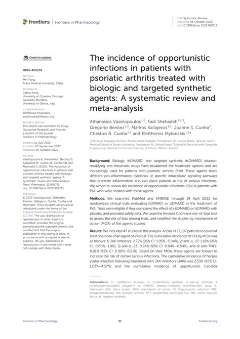 Pdf The Incidence Of Opportunistic Infections In Patients With Psoriatic Arthritis Treated