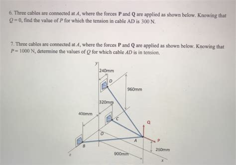 Solved 6 Three Cables Are Connected At A Where The Forces Chegg