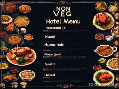 Delicious NonVeg Restaurant Menu With Tempting Dishes In Elegant Dark