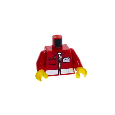 1 X Lego System Torso Oberkörper Figur Town City Post Bote Brief Träger Jacke Rot Brief Logo