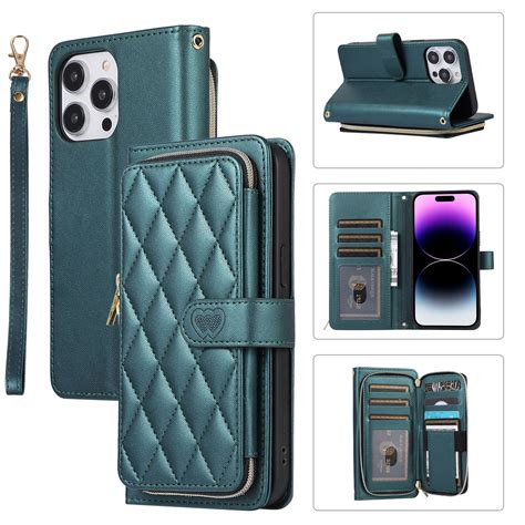 Elehold Leather Wallet Case For Iphone Pro Max With Zipper Card