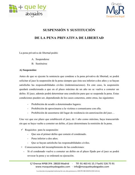 Sustitución Y Suspensión Penas Privativas De Libertad