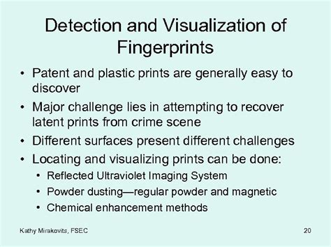 Impression Evidence Fingerprints Kathy Mirakovits Forensic Science Educational