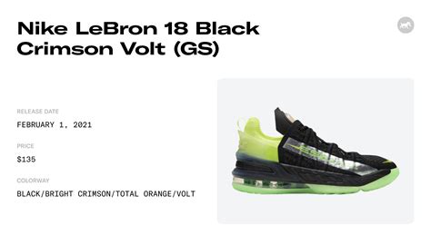 Nike LeBron 18 Black Crimson Volt (GS) Raffles and Release Date | Sole ...