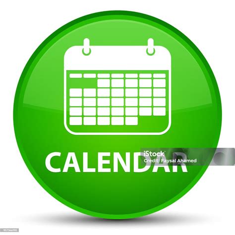 Calendar Special Green Round Button Stock Illustration Download Image