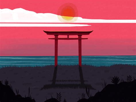 Torii By The Sea Animated  By Harry Goldhawk On Dribbble Daftsex Hd