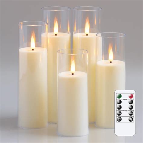 Yeelida Flameless Flickering Candles With Remote Control And Timer