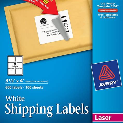 Avery® White Shipping Labels with TrueBlock® Technology-5164 - Avery ...