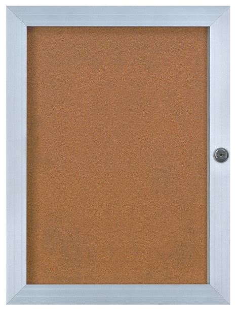 United Visual Products Cork 18 In Wd Enclosed Bulletin Board 6luv0 Uveb1824 Satin Cork