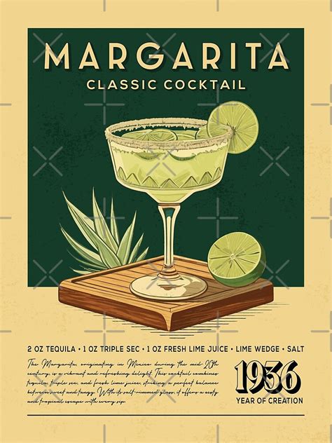 "Margarita Cocktail Vintage Recipe Poster" Poster for Sale by ...