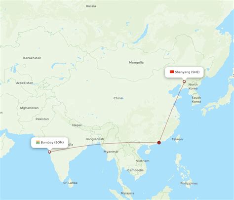 All Flight Routes From Mumbai To Shenyang BOM To SHE Flight Routes