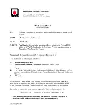 Fillable Online Nfpa Ballot Final Amendment National Fire