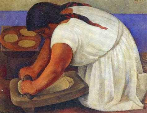 Mujer moliendo el maíz 1924 Woman grinding maize Por Diego Rivera