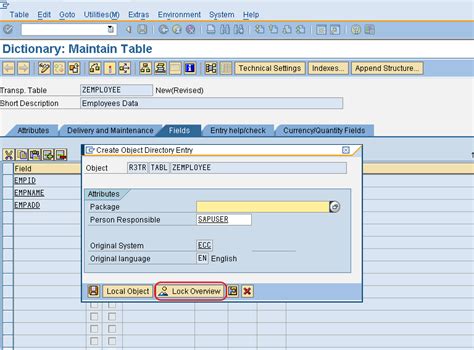 How To Create Database Table In Sap Abap