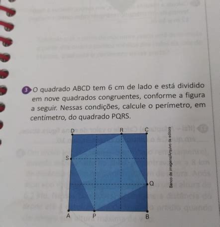 Solved 0 quadrado ABCD tem 6 cm de lado e está dividido em nove