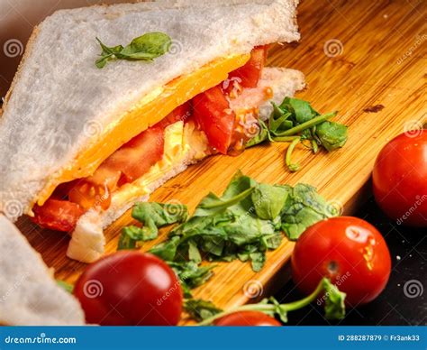 Ham Cheese and Tomato Sandwich Stock Image - Image of white, toasted: 288287879