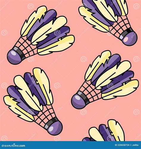 Seamless Pattern With Colourful Shuttlecocks Badminton Vector Stock