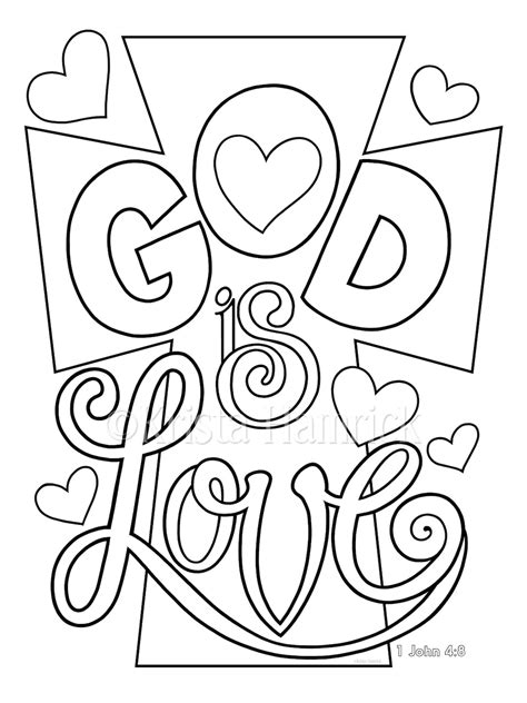 God Is Love Love One Another 2 Coloring Pages For Children Etsy